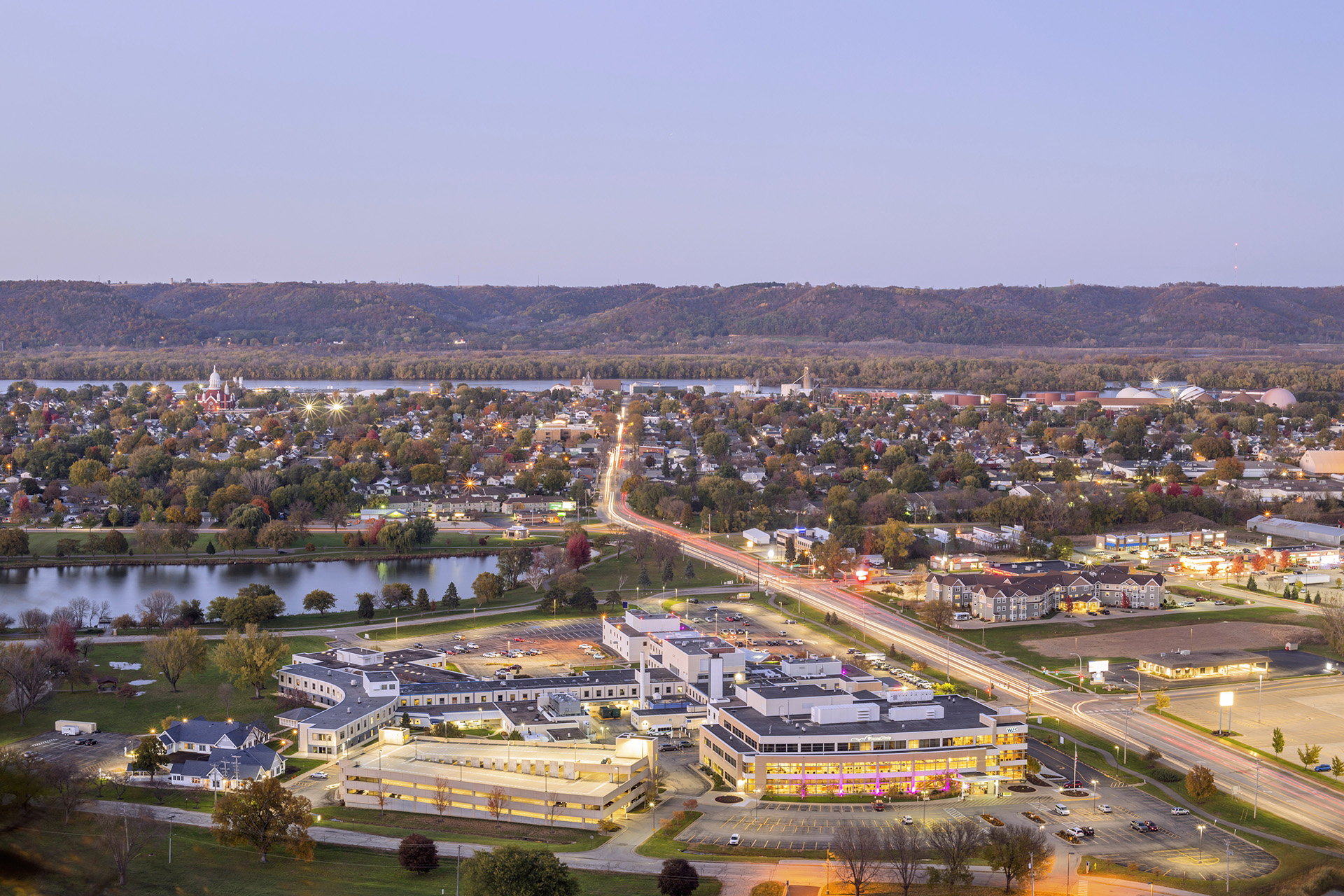 Aerial view of the Driftless Region surrounding Winona