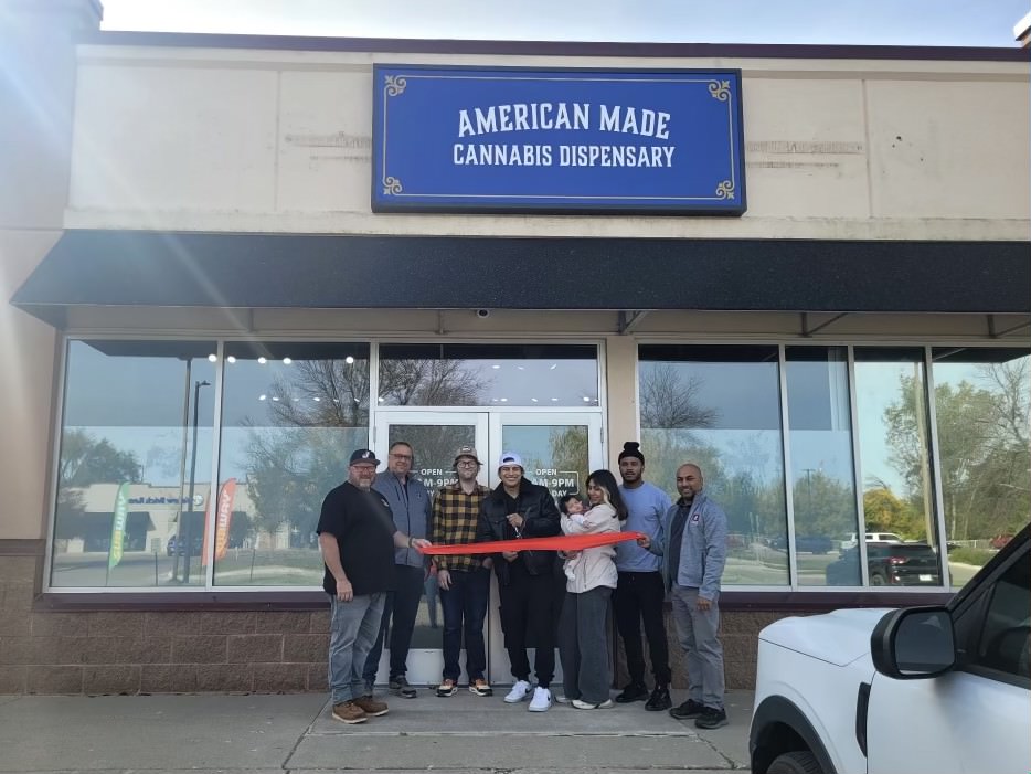 Exterior storefront of American Made Cannabis in Winona, Minnesota